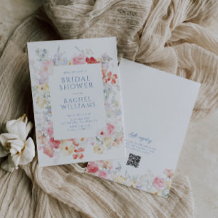 Soft Pastel Bloom QR Brautparty Einladung