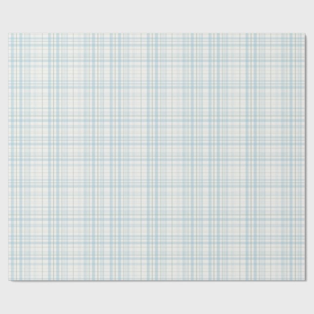 Soft Pastel Blue Linen Plaid Geschenkpapier (Flach)