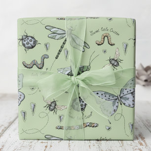 Soft Pastel Blue und Green Boho Baby Bugs Baby Geschenkpapier