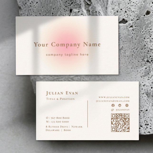Soft Pastel Blush Pink Neutral Ombre Elegant Visitenkarte (Soft Pastel Blush Pink Neutral Ombre Elegant Business Card)
