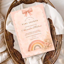 Soft Pastel Boho Rainbow Baby Shower Einladung