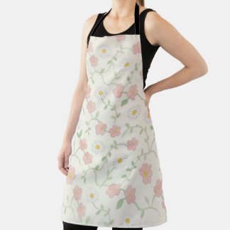Soft Pastel Cherry Blossom & Daisy Floral Apron Schürze