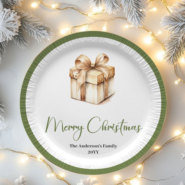 Soft Pastel Christmas Custom Family Name Party  Pappteller (Soft Pastel Christmas Custom Family Name Party Plates)