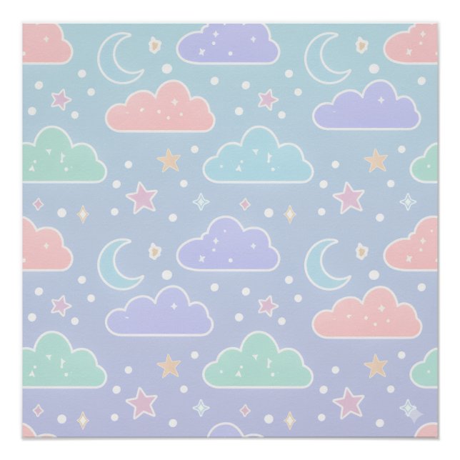 Soft Pastel Cloud Wall Art Poster (Vorderseite)