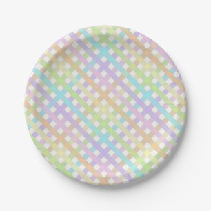 Soft Pastel Colorful Rainbow Gingham Kariert Pappteller