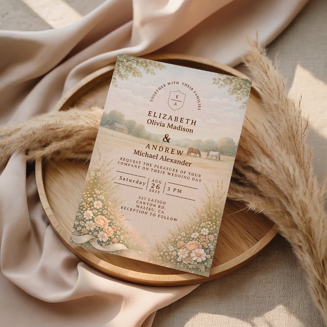 Soft Pastel Countryside Meadow Wedding Einladung (Von Creator hochgeladen)