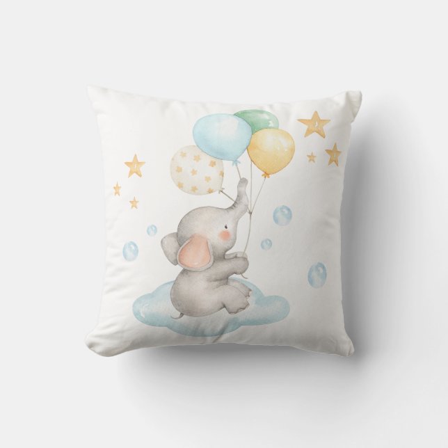 Soft Pastel Elephant Baby Boy Kinderzimmer Dekorat Kissen (Vorderseite)