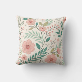Soft Pastel Floral Botanical Throw Pillow Kissen