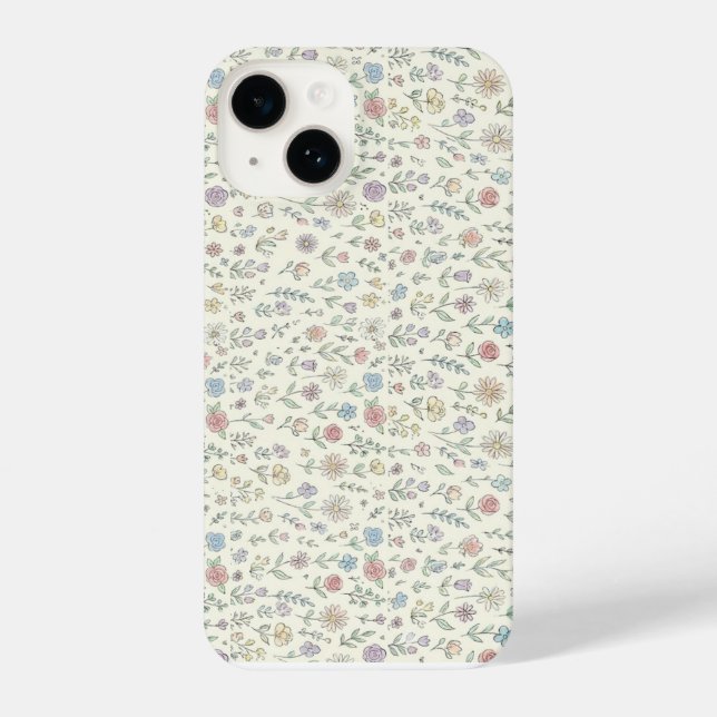 Soft Pastel Floral Pattern Cute Phone case iPhone Hülle (Rückseite)