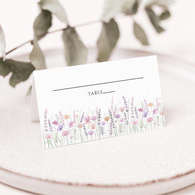 Soft Pastel Floral Wildflower Wedding Platzkarte (Von Creator hochgeladen)