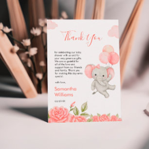 Soft Pastel Florales Elefant Dankeschön Karte  Bes