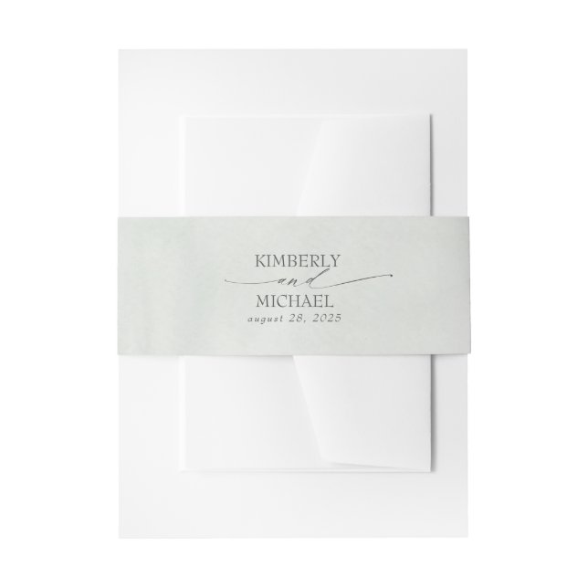 Soft Pastel Green Elegante Script Hochzeit Einladungsbanderole (Vorderseite Beispiel)