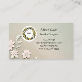 Soft Pastel Green Floral Visitenkarte