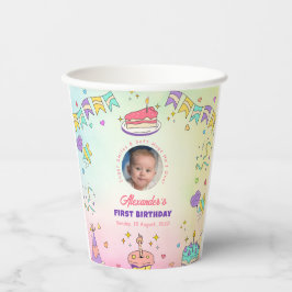 Soft Pastel Joy – Baby Boy 1st Birthday Photo Cups Pappbecher