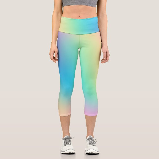 Soft Pastel Ombre Design Capri Leggings (Vorderseite)