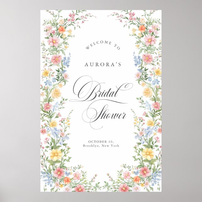 Soft Pastel Ornate Spring Bridal Shower Welcome Poster (Vorne)