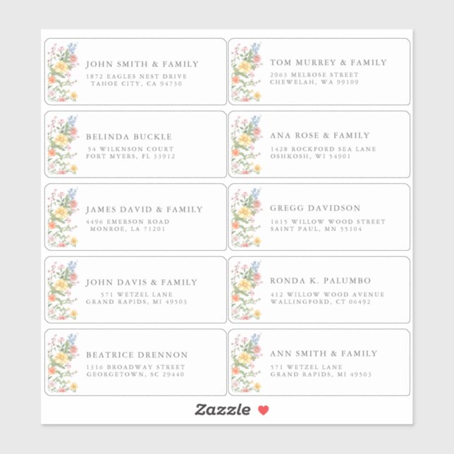 Soft Pastel Ornate Spring Garde Guest Name Address Aufkleber (Blatt)