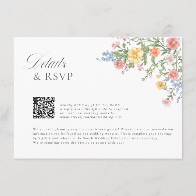 Soft Pastel Ornate Spring Garden Floral Wedding En Begleitkarte (Vorderseite)