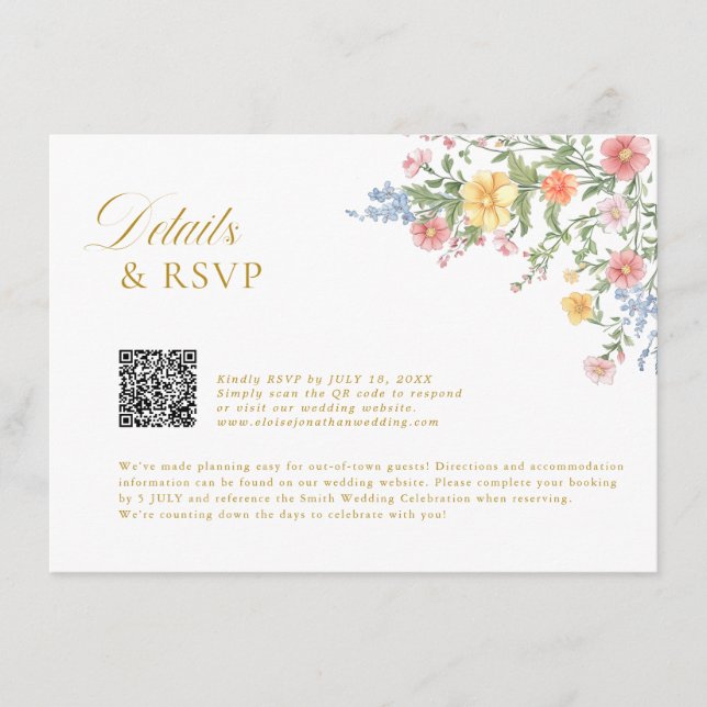 Soft Pastel Ornate Spring Garden  gold Wedding    Begleitkarte (Vorderseite)