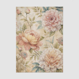 Soft Pastel Peony Floral Pattern Seidenpapier