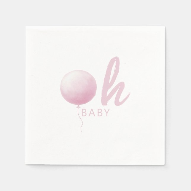 Soft Pastel Pink Balloon Baby Girl Shower Party Serviette (Vorderseite)