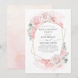 Soft Pastel Pink Blume Dreamy Engagement Party Einladung
