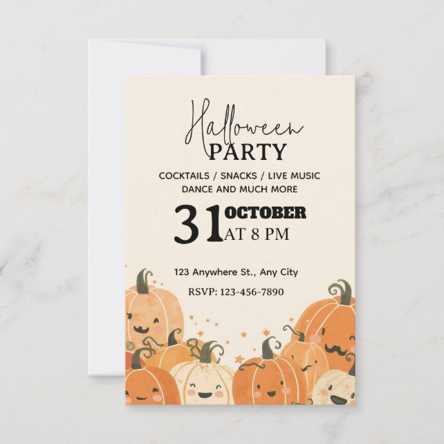 Soft Pastel Pumpkin Patch Halloween-Party Invitati Einladung (Vorderseite)