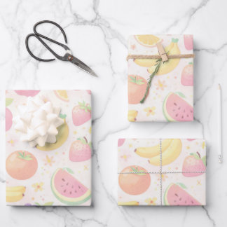 Soft Pastel Seamless Fruit Pattern Geschenkpapier Set