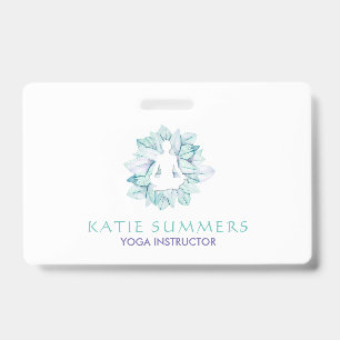 Soft Pastel Succulant Yogie Silhouette Abzeichen Ausweis
