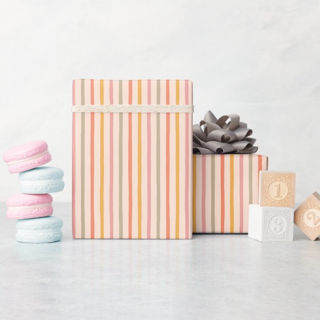 Soft Pastel Vertical Stripes Elegant Gift Geschenkpapier (Babyparty)