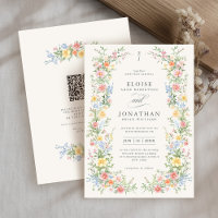 Soft Pastel Verziert Spring Floral QR Code Wedding