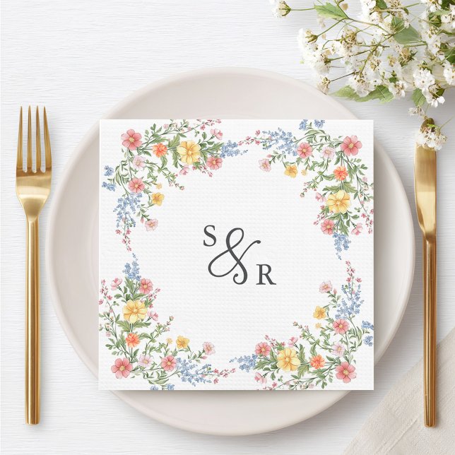 Soft Pastel Verziert Spring Garden Blumenzehen Serviette (Soft Pastel Ornate Spring Garden Floral Wedding Napkins)