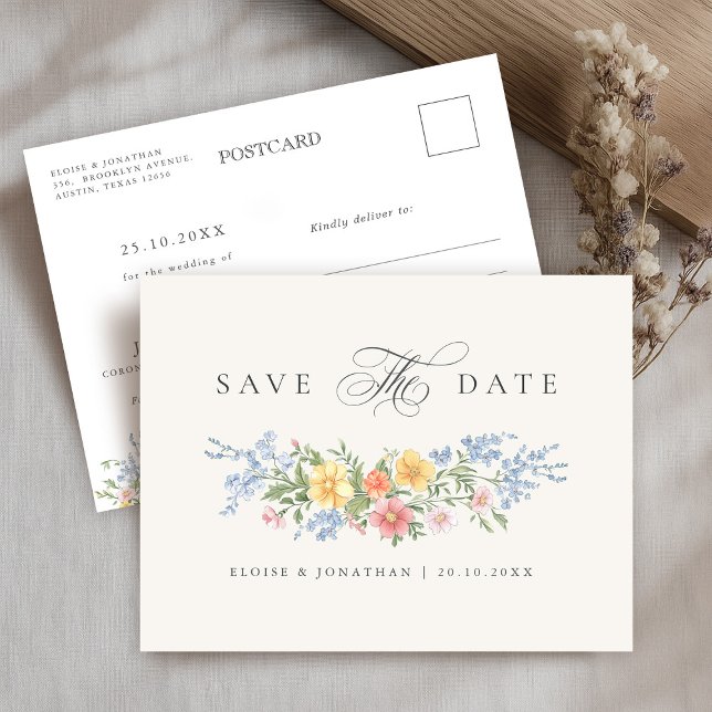 Soft Pastel Verziert Spring Garden Save the Date Postkarte (Soft Pastel Ornate Spring Garden Save the Date Postcard)