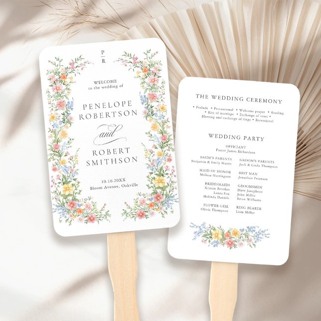 Soft Pastel Verziert Spring Garden Wedding Program Fächer (Soft Pastel Ornate Spring Garden Wedding Program Hand Fan)