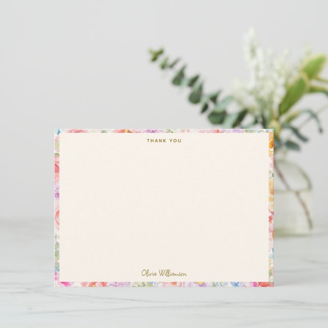 Soft Pastel Watercolor Floral Bridal Shower Custom Dankeskarte (Stehend Vorderseite)