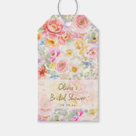 Soft Pastel Watercolor Floral Bridal Shower Custom Geschenkanhänger