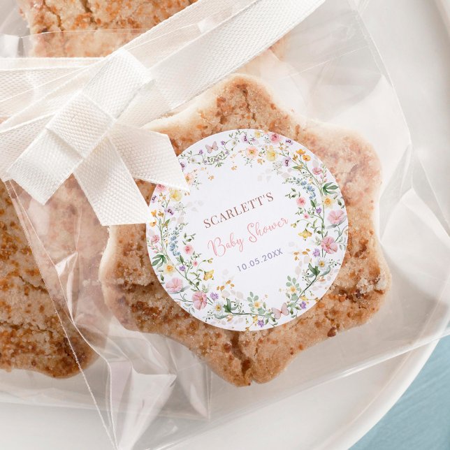 Soft Pastel Wildblume Garden Kinderdusche Favorite Runder Aufkleber (Von Creator hochgeladen)