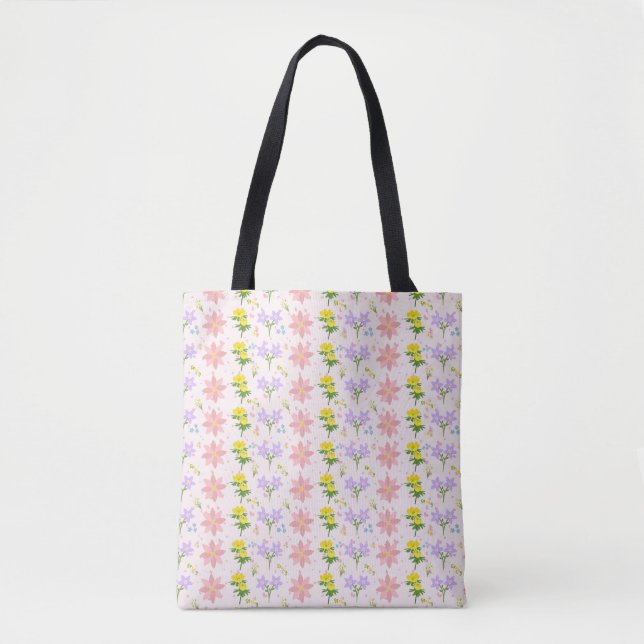  ​Soft Pastel Wildflower Pattern Tote Bag (Vorderseite)