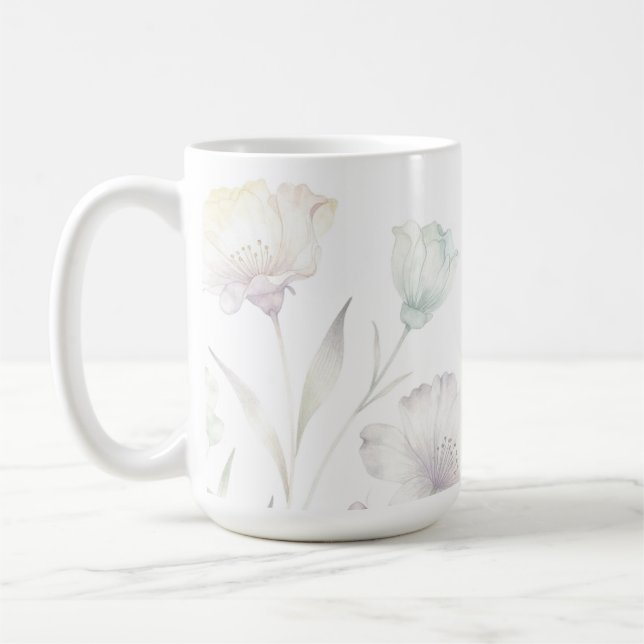 Soft Pastel Wildflowers Watercolor Grace Kaffeetasse (Links)