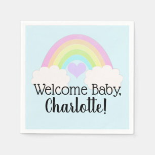 Soft Pastell Watercolor Rainbow Welcome Baby Napki Serviette
