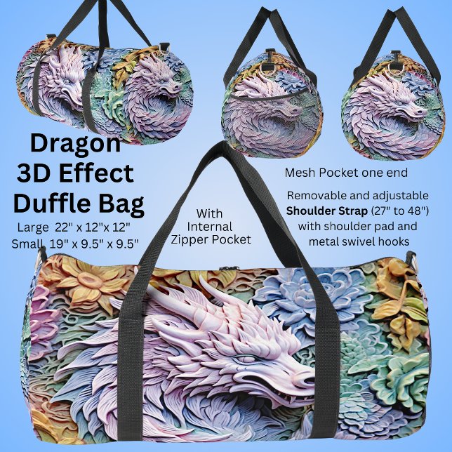 Soft Pastels 3D-Effekt Dragon Duffle Bag (Von Creator hochgeladen)