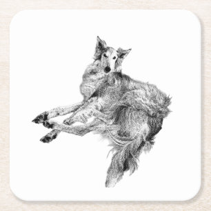 Soft Pause – Silken Windhound Rechteckiger Pappuntersetzer