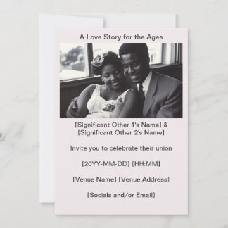 Soft Peach 1960s Saison der Schwarzen Liebe Einlad Einladung