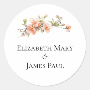 Soft Peach Blossom Formal Wedding Sticker