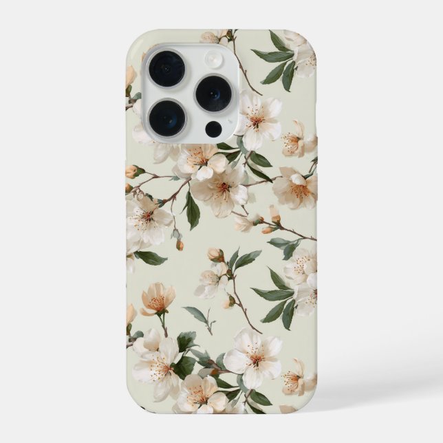 Soft Peach Blossom Ivory Floral Pattern iPhone Hülle (Rückseite)
