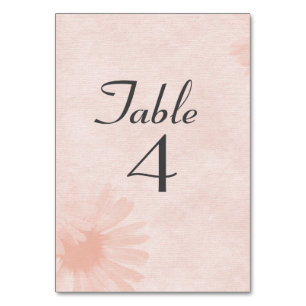 Soft Peach Daisy Table Card Tischnummer