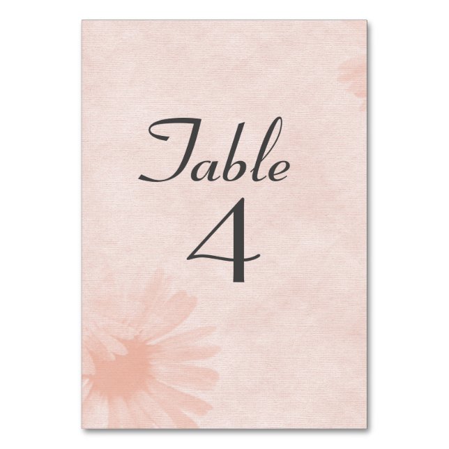 Soft Peach Daisy Tischkarte Tischnummer (Vorderseite)