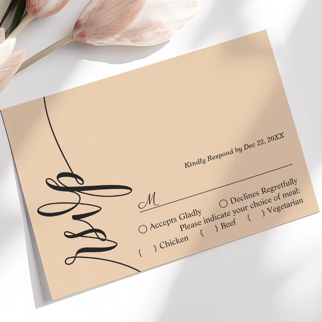 Soft Peach Elegante Calligraphy Wedding RSVP Card Karte (Von Creator hochgeladen)