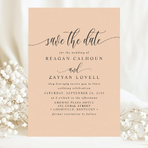 Soft Peach Elegante Kalligraphie Save the Date