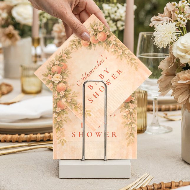 Soft Peach Floral Baby Shower Serviette (Von Creator hochgeladen)